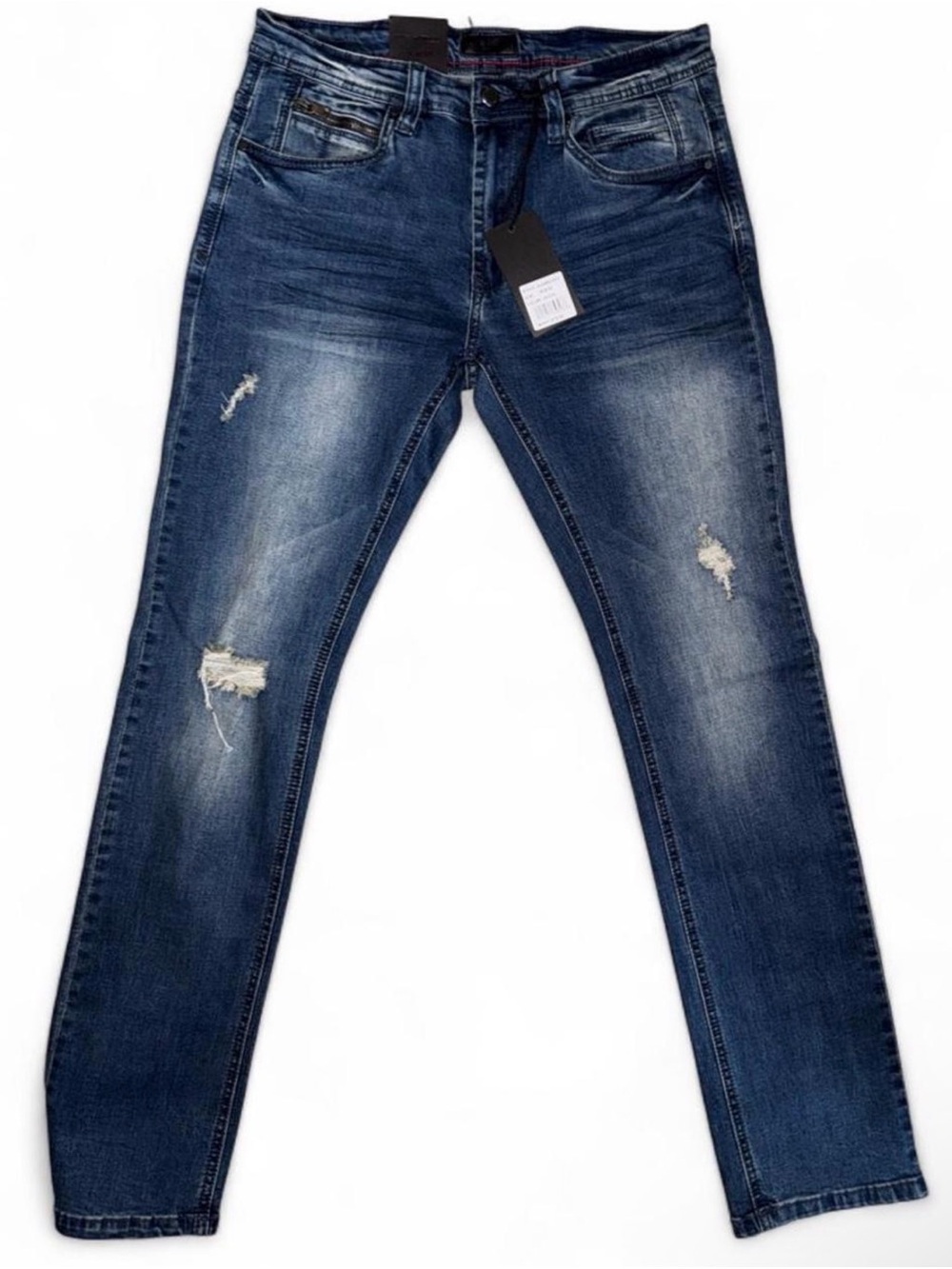Slim Distressed Men's Jeans in Dark Blue
